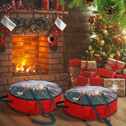 Shappy Wreath Storage Bag, 24 Inch Diameter, Clear with Red Trim, Set of 8