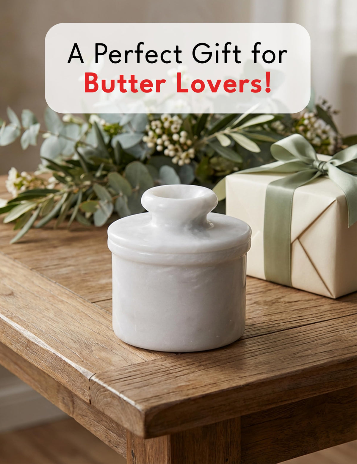 Radicaln Marble Butter Keeper, 4.25 Inches, White