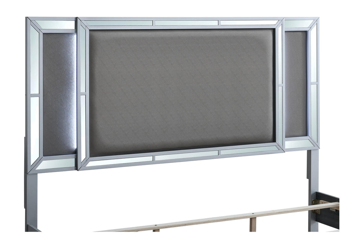 Murry Queen Bed Silver by Glory Furniture – Wood, Silver, Model G004800A-QB