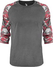Vintage Camo Tri-Blend Baseball Tee by Badger