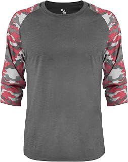Vintage Camo Tri-Blend Baseball Tee by Badger