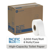Pacific Blue Basic 1-Ply Jumbo Jr. 9'' Toilet Paper by GP PRO () by Georgia-Pacific – 8 Rolls, Paper, White, Pack of 8, Model 13718