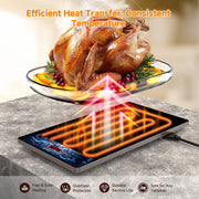 FEPPO Electric Warming Tray, 33x15 Inch Glass Surface, Black and Gray