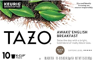 TAZO Awake English Breakfast K-Cup Pods For a Bold Traditional Breakfast-Style Tea Black Tea Caffeinated Tea Morning Drink 10 ct