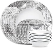 Corelle Vitrelle 18-Piece Service for 6 Dinnerware Set, Triple Layer Glass and Chip Resistant, Lightweight Round Plates and Bowls Set, Odisha