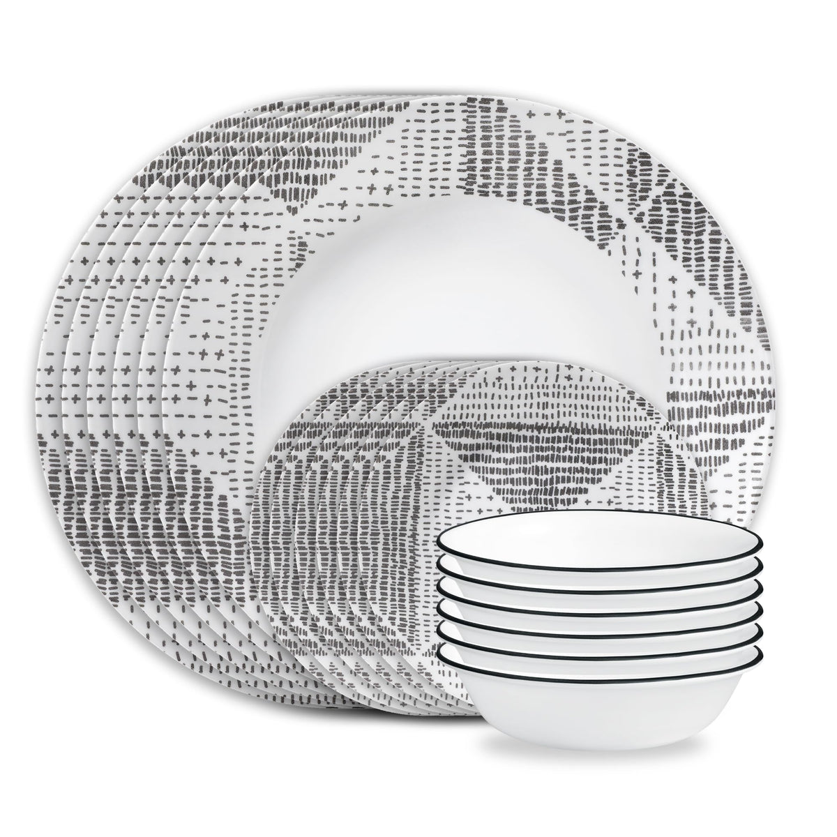 Vitrelle 18-Piece Service for 6 Dinnerware Set by Corelle – 18-Piece Set, Glass, Odisha, Pack of 18, Model 1152978