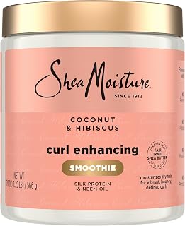 Shea Moisture Curl Enhancing Smoothie Hair Cream for Thick, Curly Hair Coconut and Hibiscus Sulfate Free and Paraben Free Curl Cream 20 oz | For curly hair - moisturizes, defines curls, and reduces frizz with Coconut Oil, Neem Oil and Silk Protein.