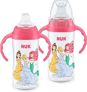 NUK First Choice Disney Princess Large Learner Cup 2.0, 10 oz. Sippy Cup with Handles, Spill Proof, Leak Proof Soft Straw Cup, 2 pack
