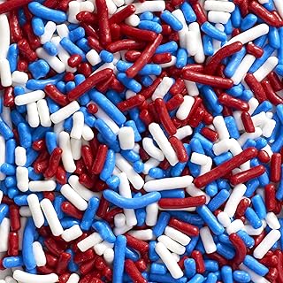 DecoPac Red, White, & Blue Sprinkles | Extra Large 26oz Pack | Cake Sprinkle Mix, Fancy Sprinkles For Cake Decorating, Handheld Container, Candy Sprinkles, Cake Sprinkles - Red, White, & Blue