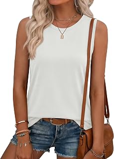 Womens Crew Neck Tank Tops Loose Fit Casual Summer Tops 2026 Trendy