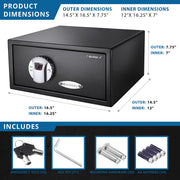Biometric Fingerprint Security Home Safe Box 0.79 Cubic Ft by Barska – 0.29 Cu Ft, 0.8 cubic_feet, Alloy Steel, Black, Model AX11224