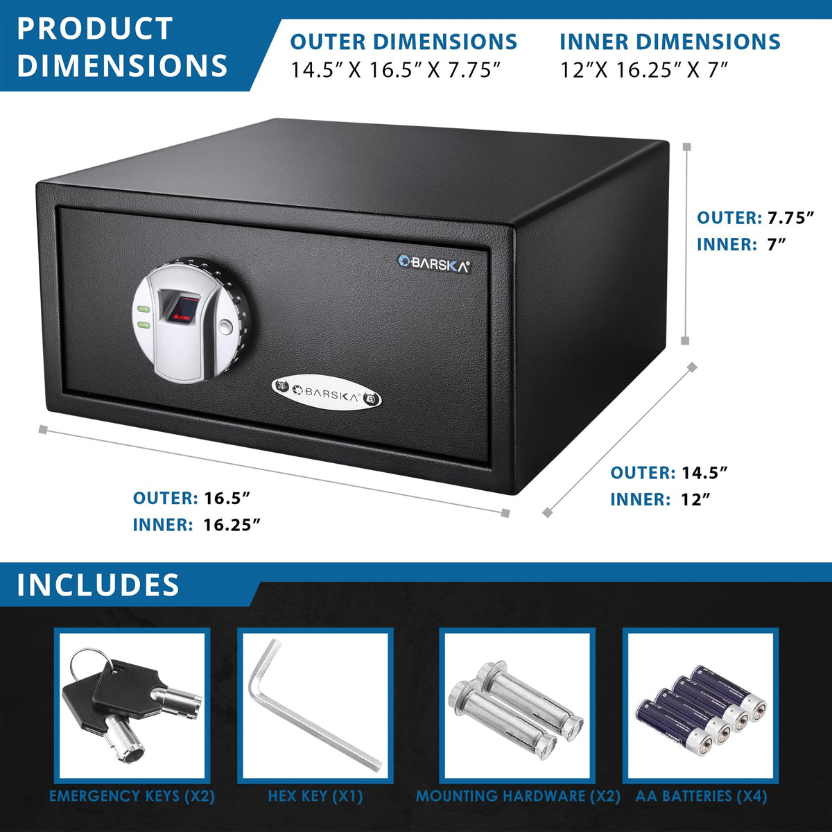 Barska Black / 0.29 Cu Ft / Front Opening Standard Cabinet Safes