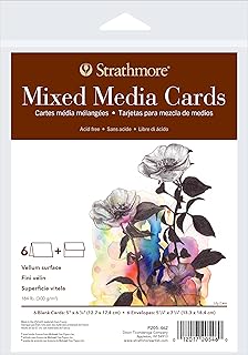 Strathmore 400 Series Mixed Media Cards, 5x6.875 inches, 6 Pack, Envelopes Included - Custom Greeting Cards for Weddings, Events, Birthdays