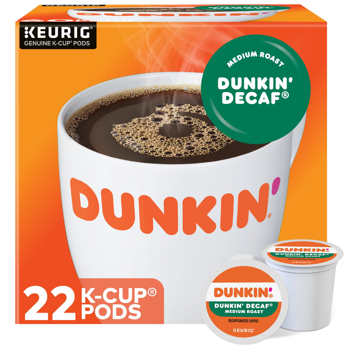 Dunkin' Decaf Medium Roast / 1 Ounce (Pack of 22) / coffee Single-Serve Capsules & Pods