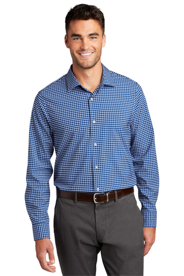 Men's City Stretch Button-Down Shirt by Port Authority – 4X-Large, True Blue/ White, Model W680