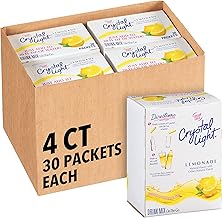 Crystal Light Single Serve Lemonade Naturally Flavored with other natural flavors, Powdered Drink Mix, 120 per Case, 4 Boxes of 30 On-the-Go Packets