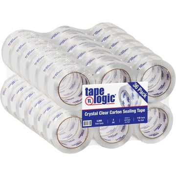 2 Inch x 110 Yards Crystal Clear Packing Tape by Tape Logic – 2 Inches Width x 110 Yards Length, Acrylic, Clear, Pack of 36, Model TLT902200CC