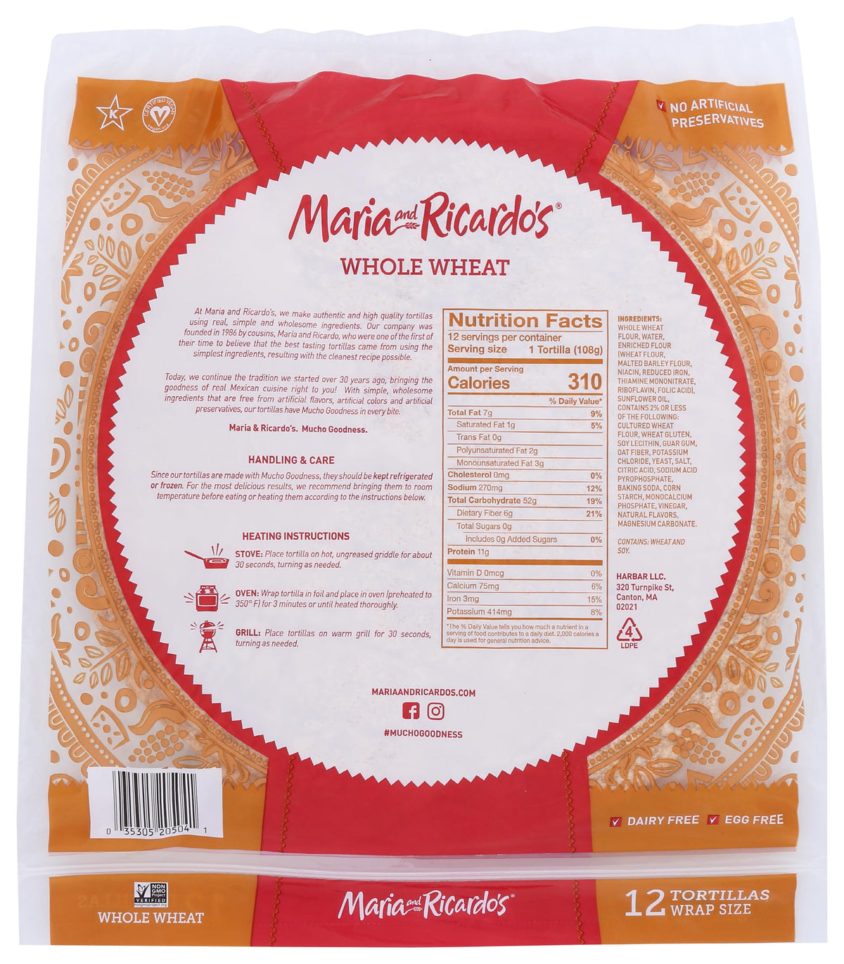 Tortilla 1In Whole wheat Organic by Maria & Ricardos – 12 Count (Pack of 1), Model 0035305205041