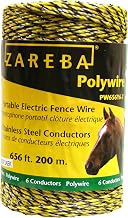 Zareba 656 ft Polywire - 200 M Electric Fencing - Highly Visible Poly wire - 6 Conductors - Easy to Install, Repair, Slice - PW656Y6-Z