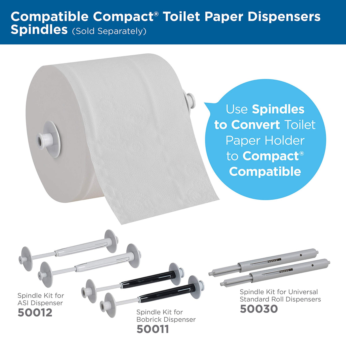 Compact® Coreless Spindle for ASI Dispenser by GP PRO () by Georgia-Pacific – 2 Spindles/Pack, Plastic, Gray, Pack of 2, Model 50012