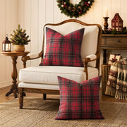 Miulee Plaid Cushion Covers, 18 x 18 Inches, Red
