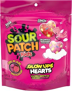 Sour Patch Kids Glow Ups Hearts Soft & Chewy Valentine's Day Candy, 8.4 oz