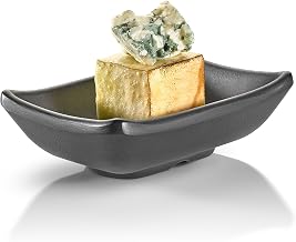 Rosseto MEL005 Black Melamine Rustic Rectangle Mini-Dish, Appetizer & Catering Dish (Pack of 24)