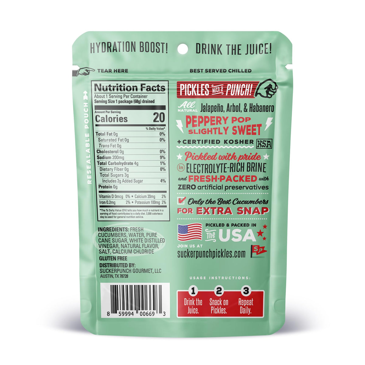 Pickles in a Pouch by SUCKERPUNCH – 3.4 Ounce (Pack of 12), Pack of 12
