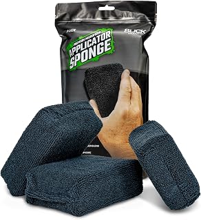 Slick Products Premium Microfiber Applicator Sponge – 3" x 5" Soft Lint-Free Detailing Pads for Wax, Sealant, Tire Dressing & Interior Cleaning, Double-Stitched Durable Design (3-Pack)