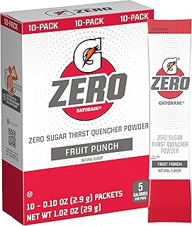 Gatorade G Zero Powder, Fruit Punch, 0.10 oz Packets (10 Pack)