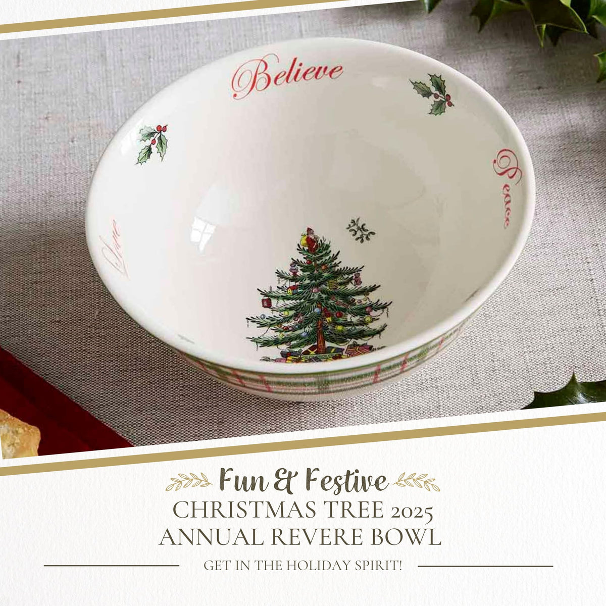 Spode Christmas Tree Revere Bowl, 27 Ounce Porcelain, Multicolor