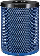 Global Industrial Outdoor Diamond Steel Trash Can, Flat Lid & Plastic Liner