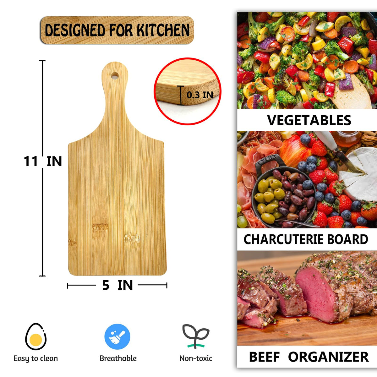Liyeeeuo Wooden Cheese Boards, 12 x 6 Inch, Set of 24, Yellow