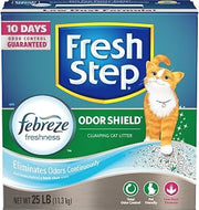 Fresh Step Odor Shield Clumping Litter With Febreze Freshness, Continuous Cat Litter Odor Eliminator, 25 lb. Box