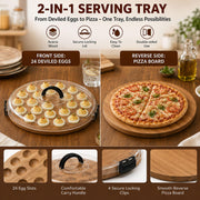 JNSTONGHM Deviled Egg Platter, Acacia Wood with Lid, 24 Slots
