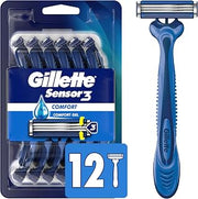Gillette Sensor3 Comfort Men's Disposable Razors, 12 Razors, Pack of 6