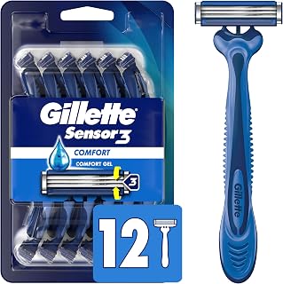 Gillette Sensor3 Comfort Men's Disposable Razors, 12 Razors, Pack of 6