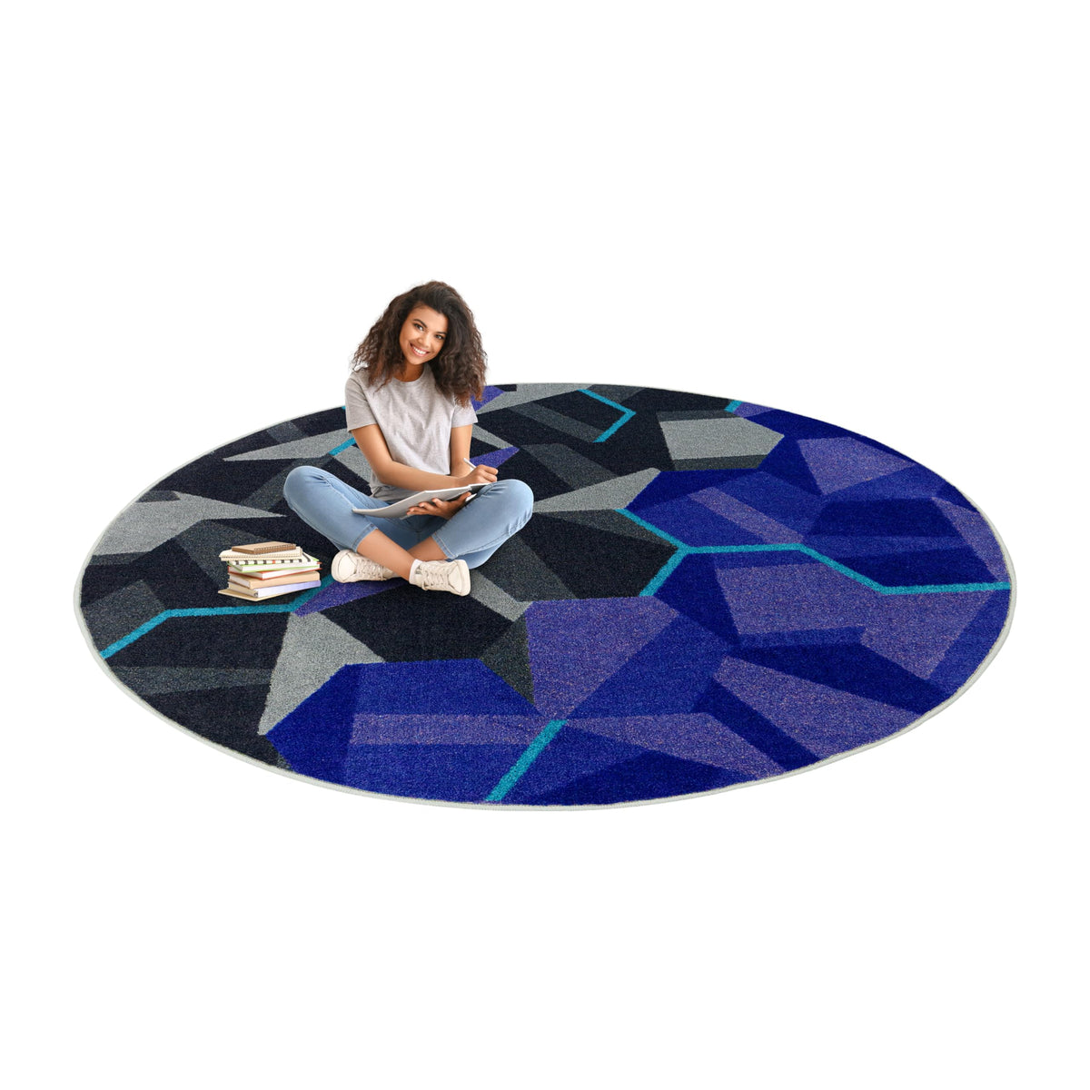 Kid Essentials Stealth Violet 13'2" Round Area Rug by Joy Carpets – 13'2" (Round), Nylon, Purple, Model 2134XLE-03