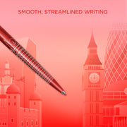 Jotter Ballpoint Pen | Special Edition | London Red with Chrome Trim | Medium Point | Blue Ink | Gift Box by Parker – 1 Count (Pack of 1), Metal, Blue, Model 2221603
