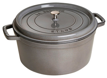 Round Cocotte - 13.25Qt - Graphite Grey by STAUB – 34cm, 12.6 liters, Cast Iron, Grey, Model 1004317