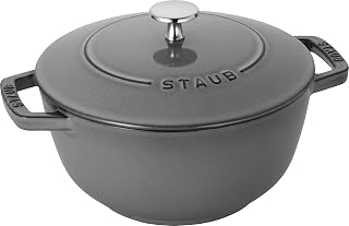 STAUB Wa-NABE 40501-010 Wanabe Gray L 20cm Two-Handed Cast Iron Pot, Rice Cooking, 3 Pieces, Induction Compatible