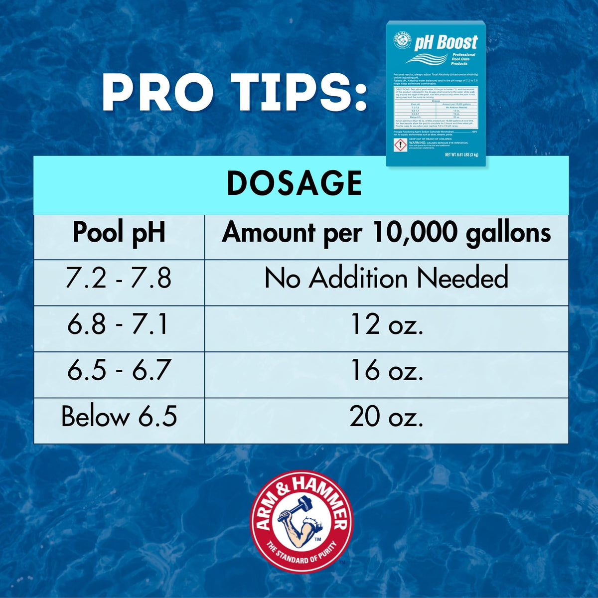 pH Boost Professional Pool Care by Arm & Hammer – Pack of 6, Model 033200150015