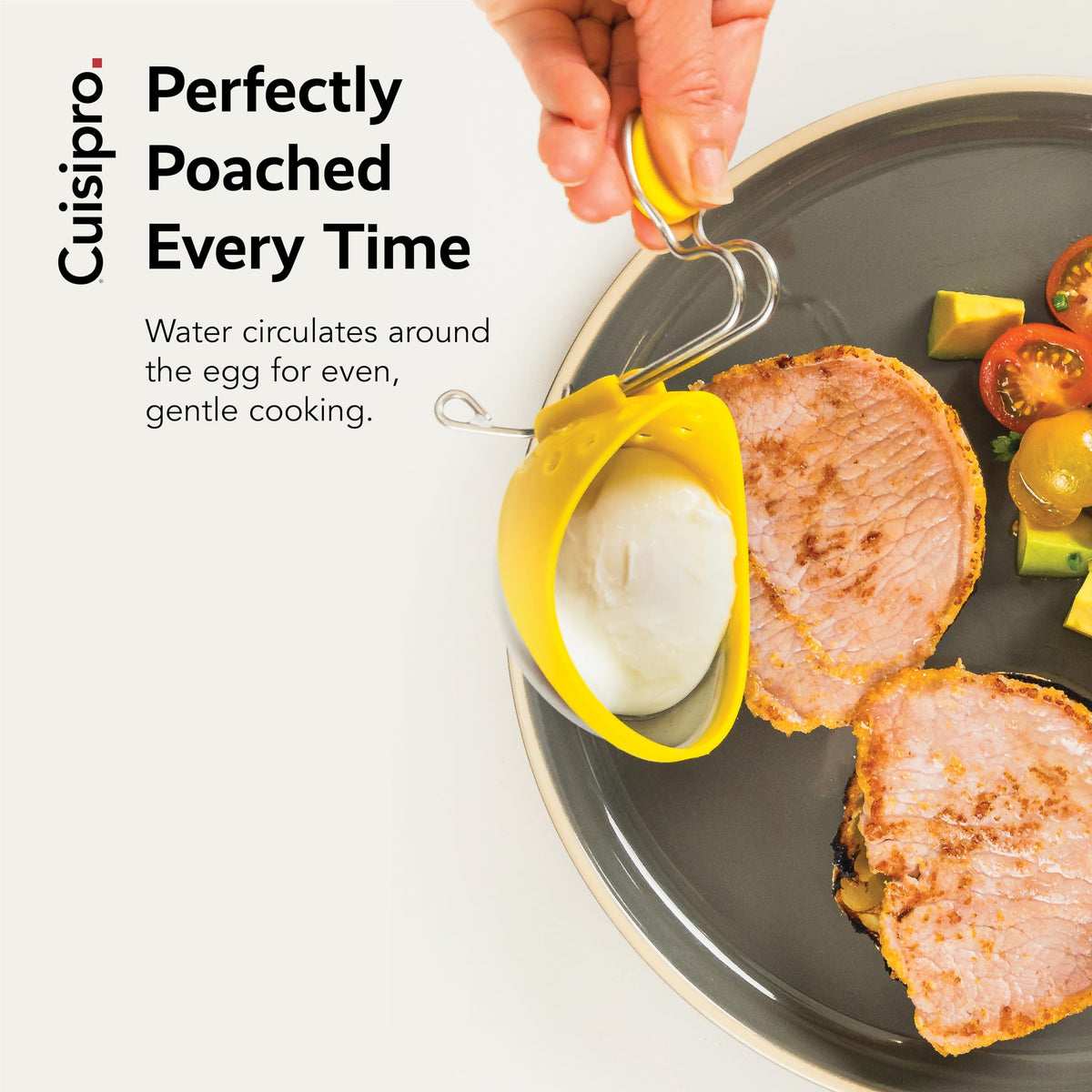 Stainless Steel Egg Poacher by Cuisipro – Size, 3.75 cubic_inches, Stainless Steel and Nylon, White, Yellow, Model CSP-747308