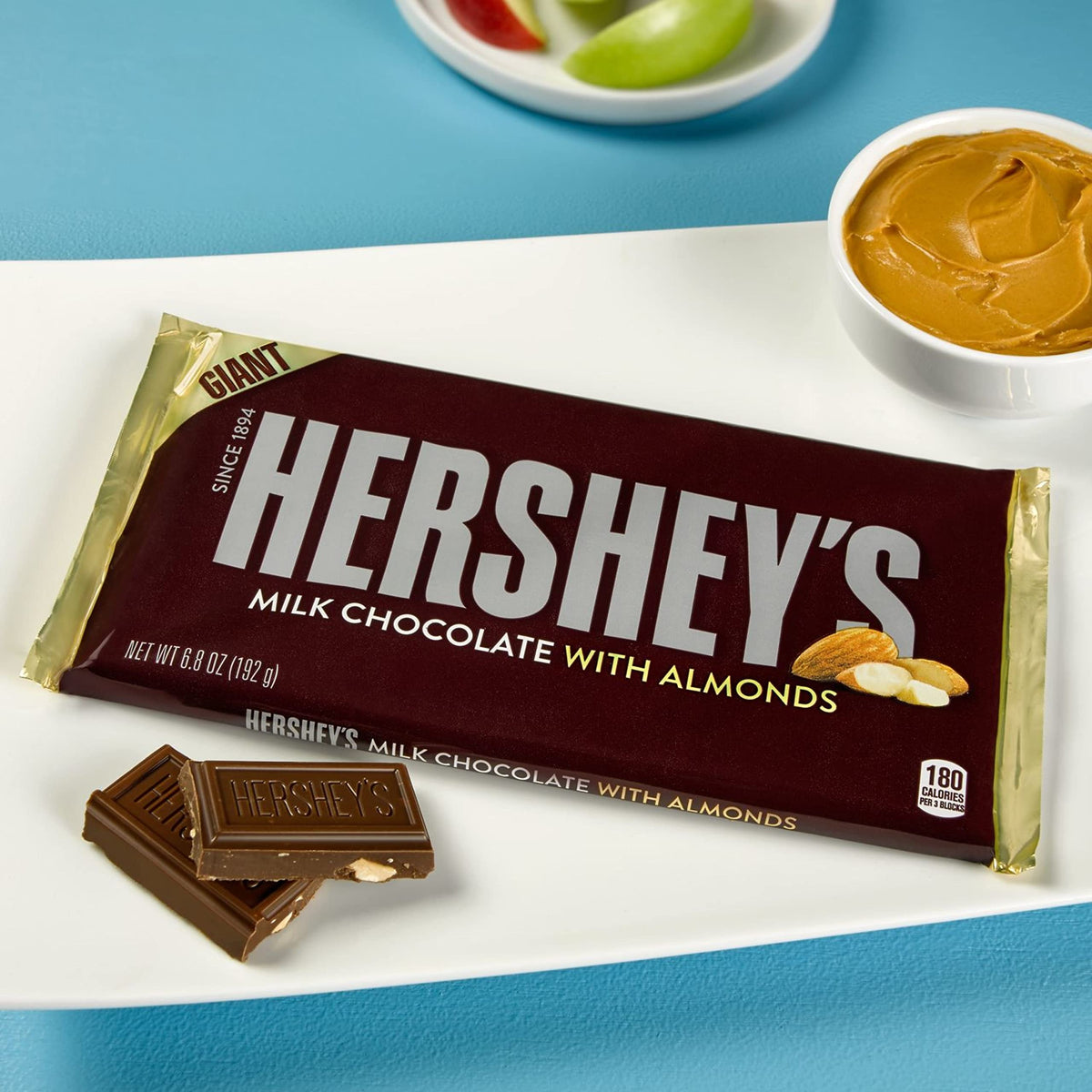 Milk Chocolate with Almonds Giant Candy by HERSHEY'S – 6.8 Ounce (Pack of 12), Multicolored, Pack of 12, Model KKPPOA24723