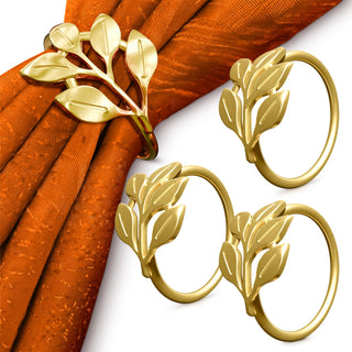 Leglo Napkin Rings, Gold Leaf Design, Set of 20