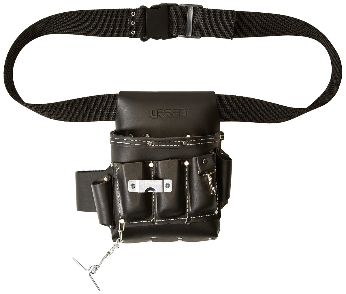 Industrial Leather Tool Belt by Urrea – 4"L x 10"W x 10"H, Leather, Black, Model BN133