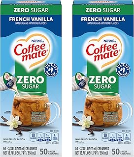 Nestlé Coffee mate Zero Sugar French Vanilla Creamer, 50 Count (Pack of 2)