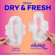 Radiant Teen Pads by Always – Regular (Size 1), Cotton, Model 8110901