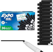 EXPO Low Odor Dry Erase Markers, Fine Tip, Black, (Pack of 6, 216 Count Total)