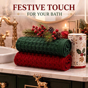 Tingjoo Waffle Weave Kitchen Towels, 4 Pack, Red Green